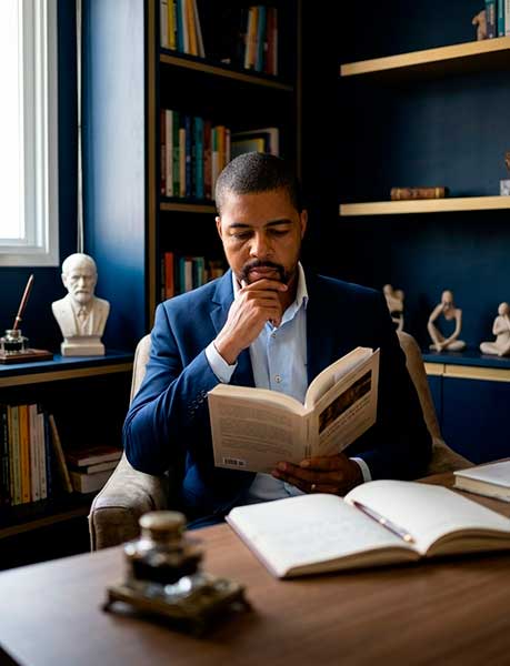 Piscólogo-Maxwell-lendo-livro